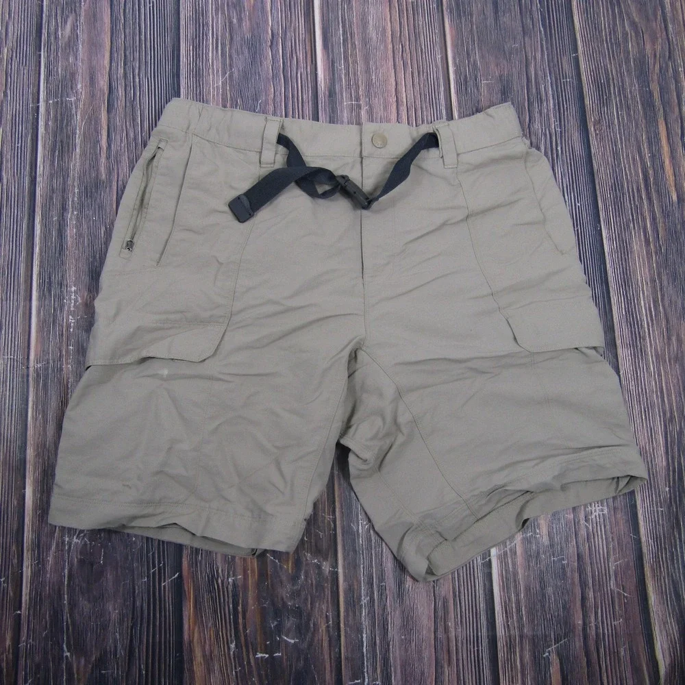 The North Face Shorts Mens Large Beige Hiking Nylon Belted Cargo Lightweight